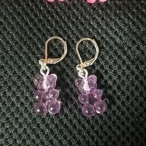 Handmade Purple Gummy Bear Earrings
